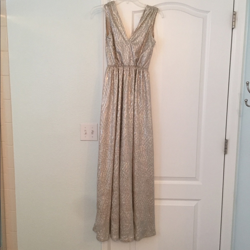 Lulus all that shimmers is gold maxi dress